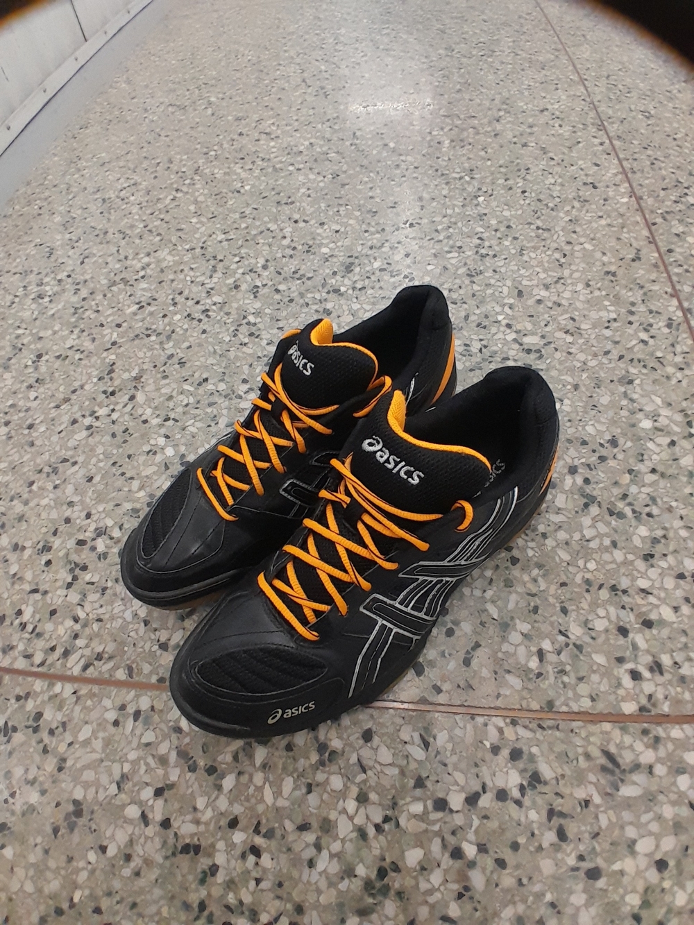 ASICS Black Athletic Sneakers with Orange Accents